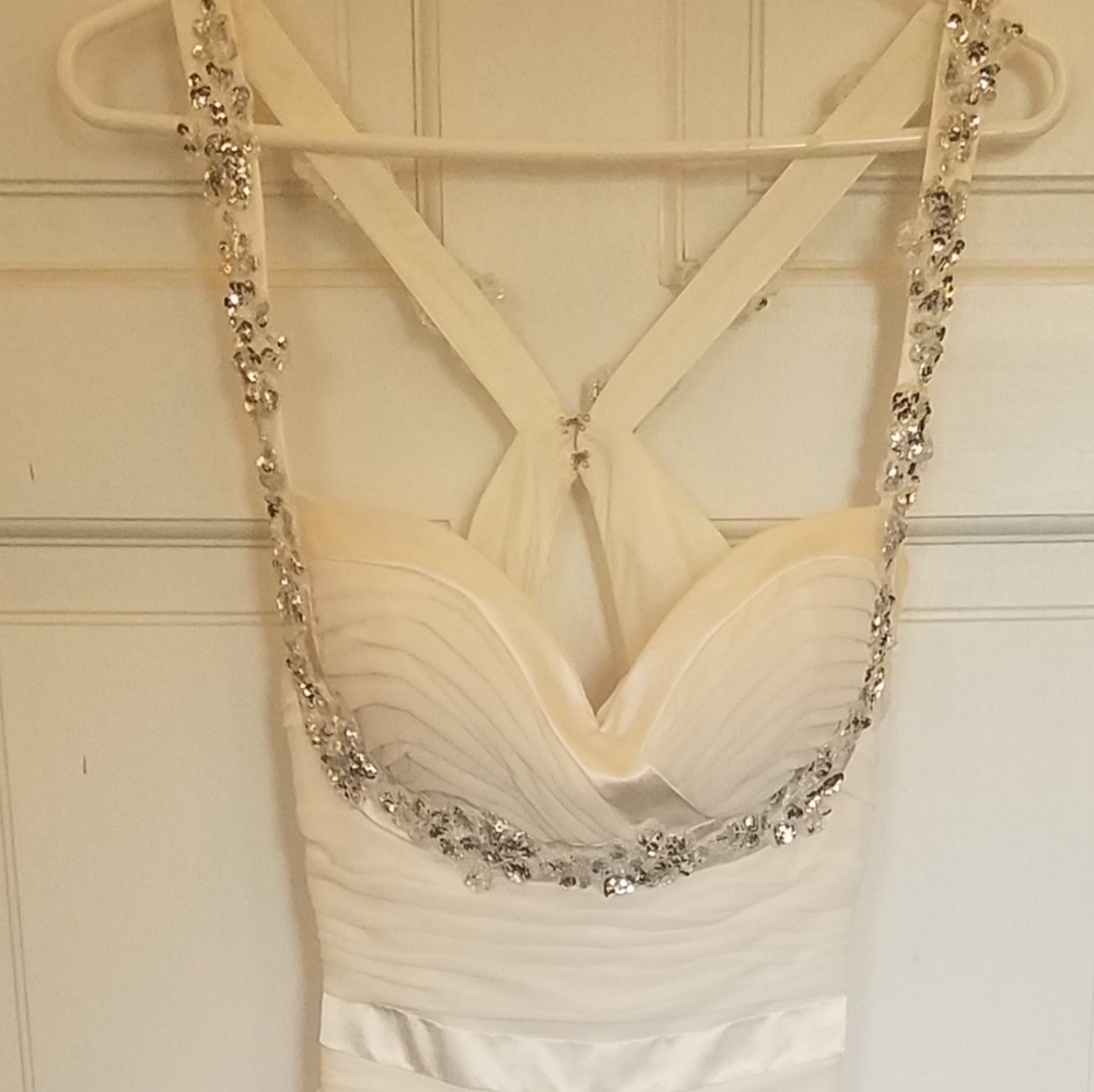 Faviana Couture rhinestone white prom dress size 8